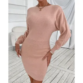 Women's Fashion Crew Neck Sweater Dress