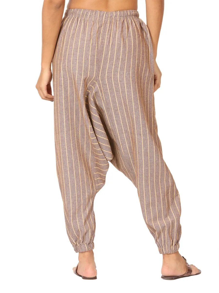 Women's Harem Pant | Brown Stripes | Fits Waist Size 28" to 36"