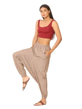 Women's Harem Pant | Brown Stripes | Fits Waist Size 28" to 36"