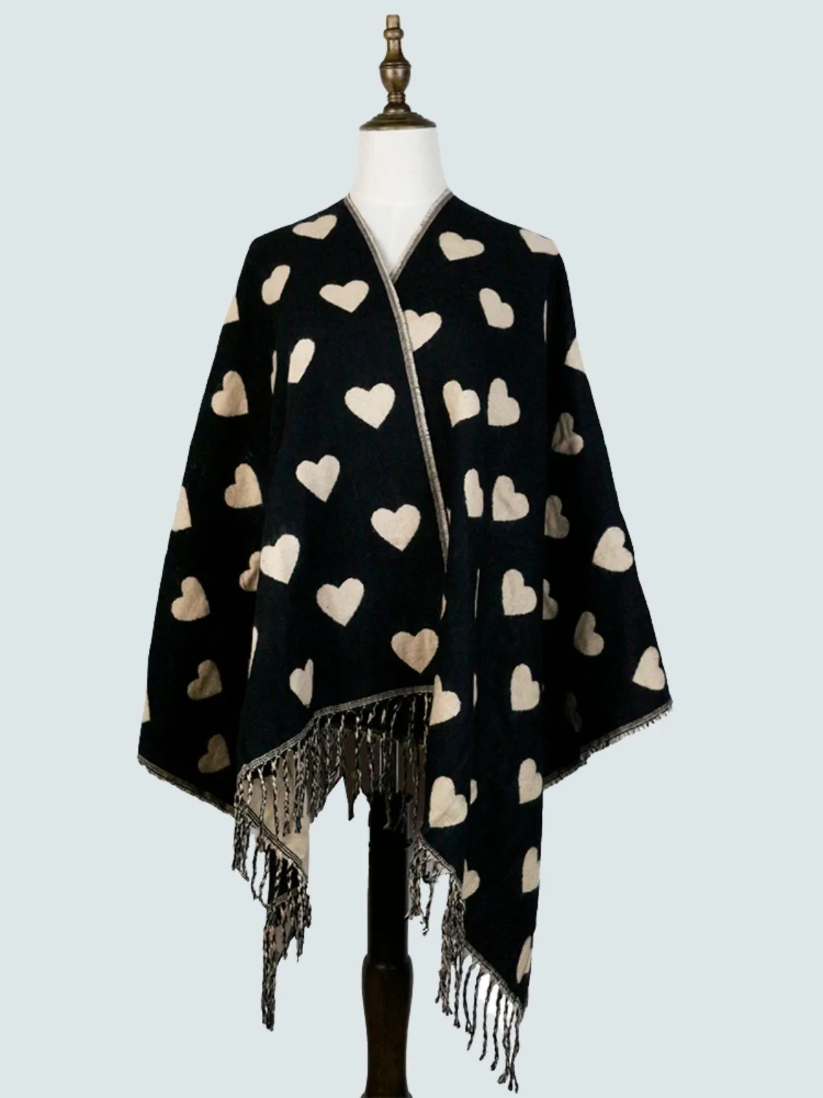 Women's 'I Heart Cashmere' Fringe Shawl Cardigan