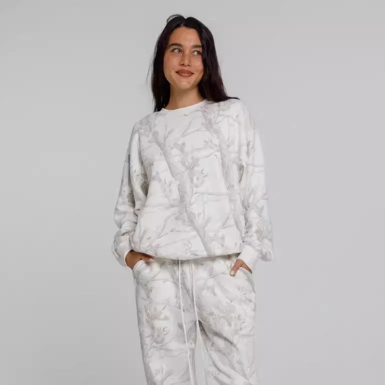 Women's Maple Leaf Print Sweatshirt and Sweatpants Sports Outfit Set