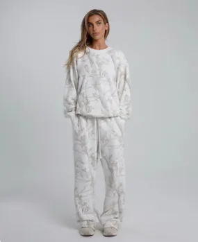 Women's Maple Leaf Print Sweatshirt and Sweatpants Sports Outfit Set