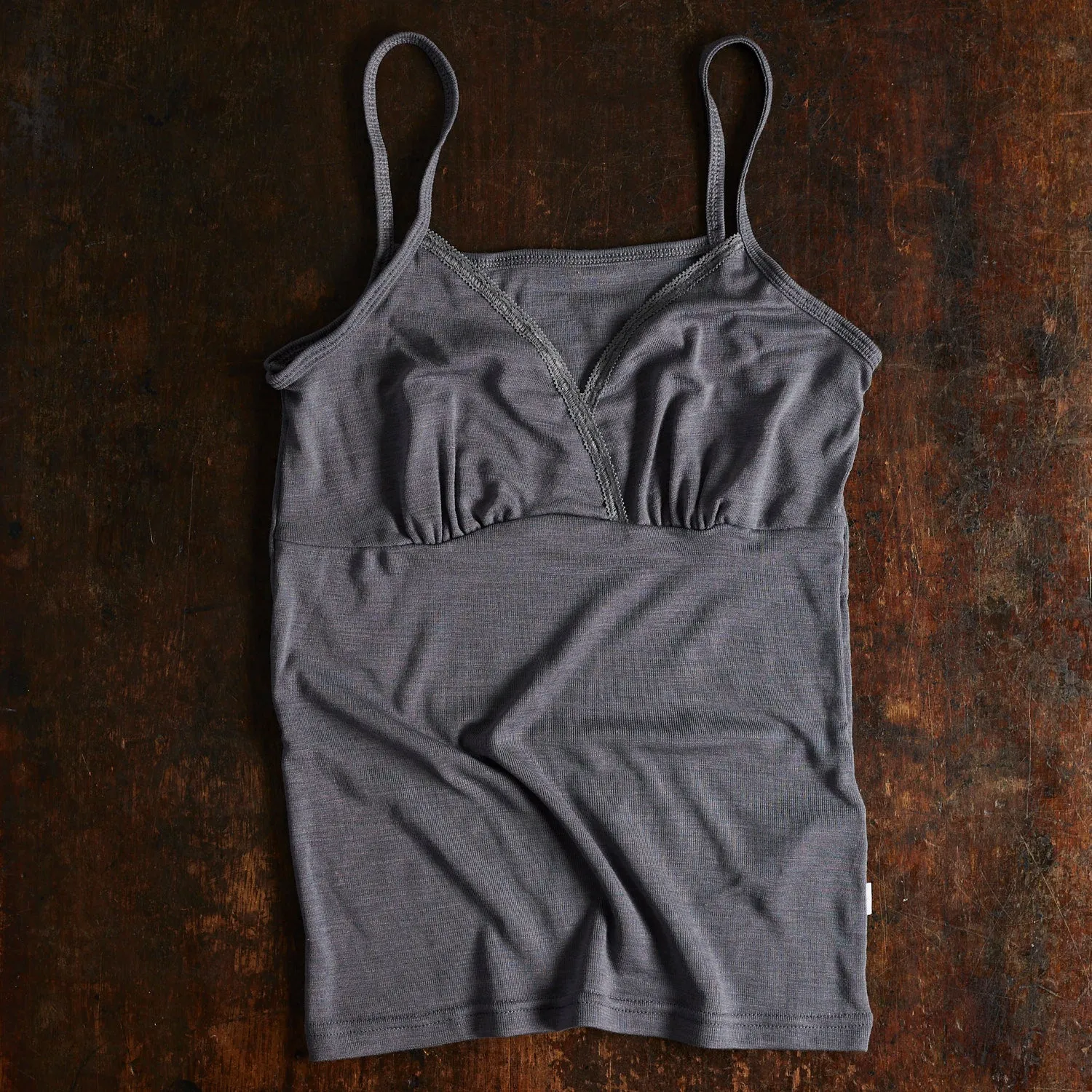 Womens Merino Wool/Silk Strap Vest - Grey