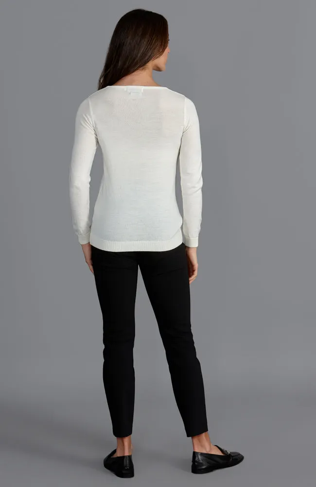 Womens Pure Extra Fine Merino Wool V Neck Jumper