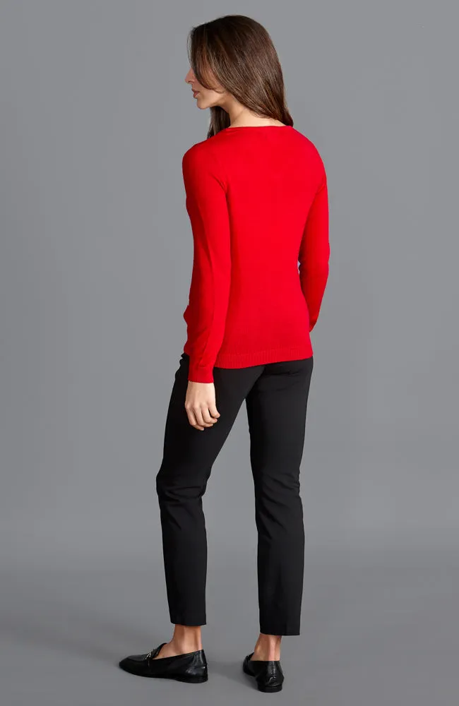 Womens Pure Extra Fine Merino Wool V Neck Jumper