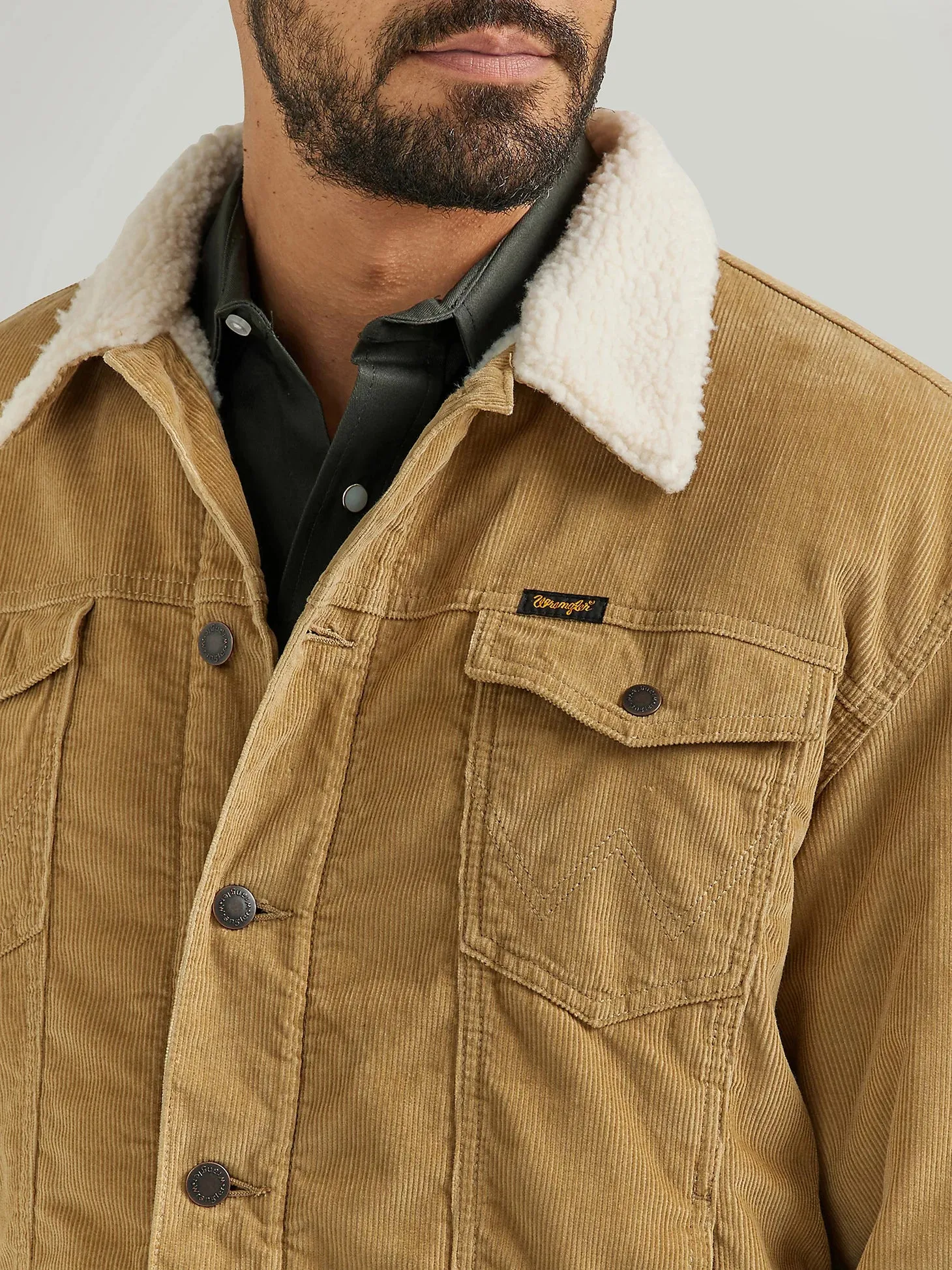 Wrangler Men's Cowboy Cut Sherpa Lined Corduroy Jacket - Wheat - 112352872