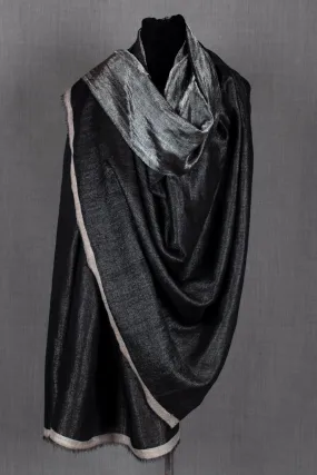 Zari Saga Dual Shade (Reversible) Metallic Pure Pashmina Cashmere Shawl No. 1, Handwoven, 40x80"